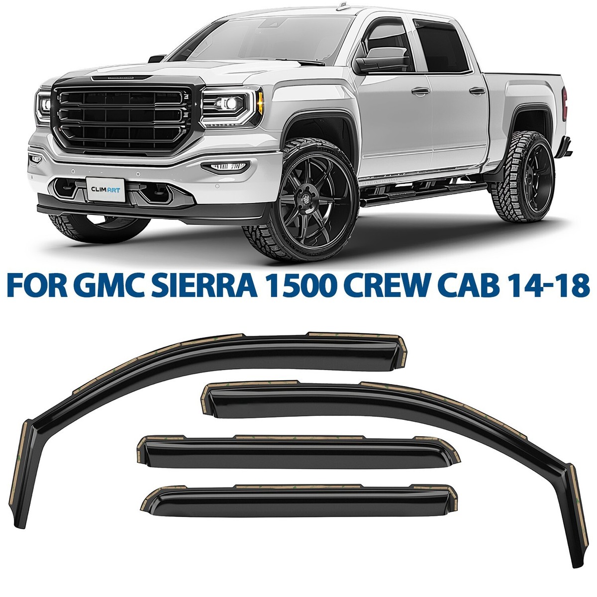 Hyundai Palisade Style Hyper In-Channel Sun Rain Guards Smoke Window Visor Compatible With 2014-2018 Chevy Silverado/GMC Sierra 1500 Crew Cab Wind Deflector 4pc Glory Fit Vent Deflector - Foto 3