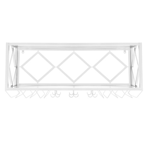 2-Tier Wall Mount Metal Wine Rack Hanging Wine Glass Shelf Holder White - 第 20/24 張圖片