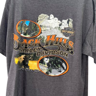 Harley Davidson Black Hills T Shirt Rapid City SD size L Gray Mt
