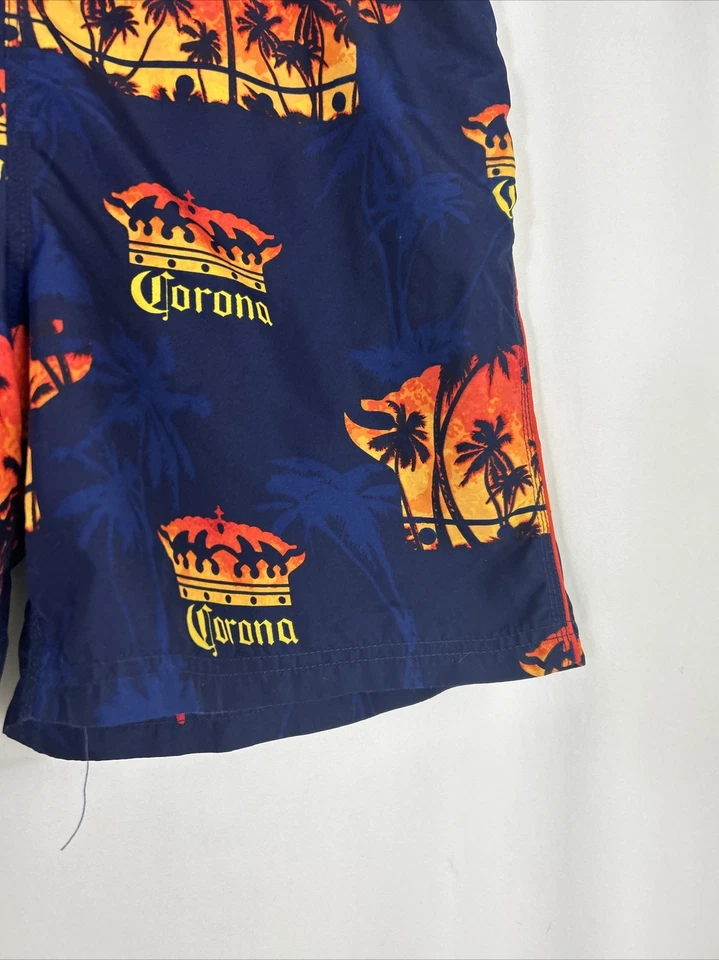 Corona Mens XXL Lined Swim Shorts Trunks Blue Orange Sunset Drawstring 42x6 - Image 3 of 4