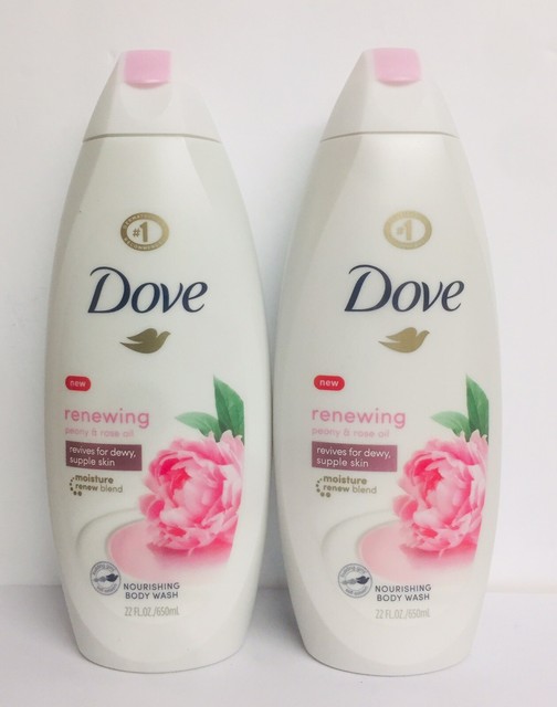 2 X New Dove Renewing Peony & Rose Oil Nourishing Body Wash 22 fl oz