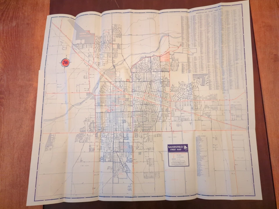 复古 UNION 76 加气站 城市地图 BAKERSFIELD TAFT WASCO KERN COUNTY CA 1960 年代 ( — 第 3/4 张图片