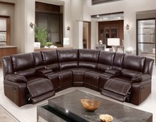 NEW Brown 2-Seater Recliner Sectional with 4 Cupholder & 2 Console Storage