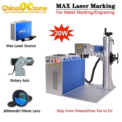 30W Max Fiber Laser Marking Machine Laser Engraver & 110*110mm & 300*300mm Lens