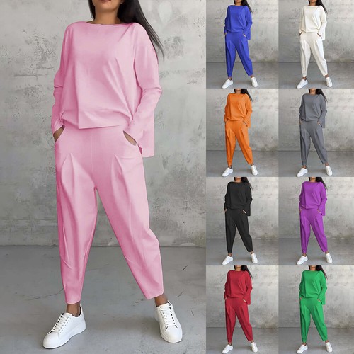 Women Tracksuits Set Loose Top+Pants Lounge Wear Ladies Casual Suit Loungewear