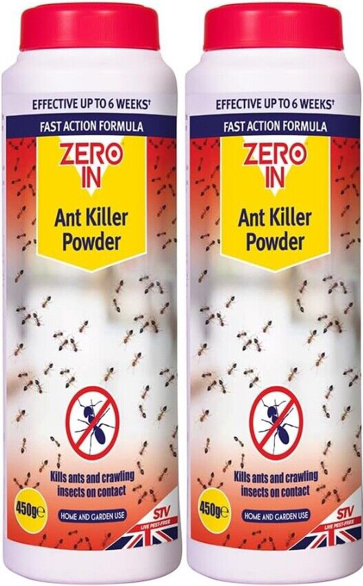 2x Zero In Home Garden Ant Woodlice Cockroaches Earwigs Bugs Killer Powder 450g