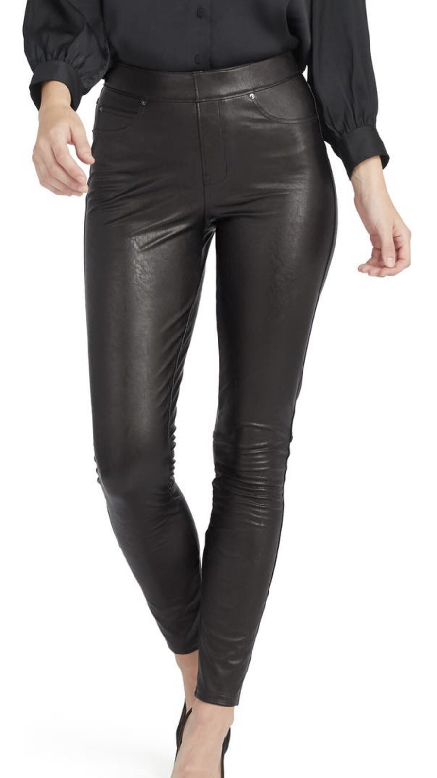 $148 Spanx Faux Leather Like Ankle Skinny Pants Women's Medium