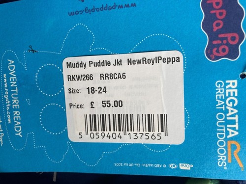 BNWT New Regatta Outdoors Blue Waterproof Jacket - Peppa Pig Muddy Puddle 18-24M - Picture 5 of 9