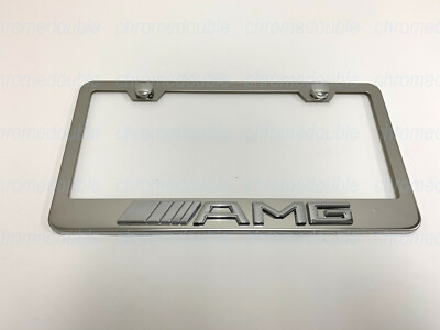 1pc 3D ///AMGemblem - BLACK Stainless Steel License Plate Frame - Foto 6