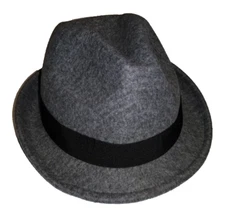Zylioo Unisex Gray Adjustable Felt Trilby Hat / Fedora Hat with Ribbon - Size: M