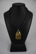 Shih Tzu longhaired, gold covered necklace, high qauality Art Dog CA