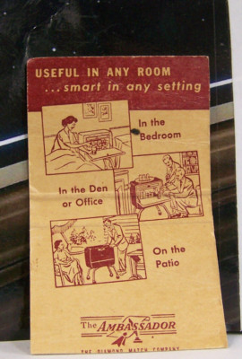   Rare Vintage Matchbook Cover W1 Portable Servel Electric Wunderbar Fridgette