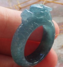 Certified Icy Blue Water Natural A JADE Jadeite Dragon RING USA. 10      688688