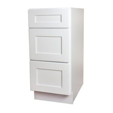 18" White Shaker 3-drawer base cabinet