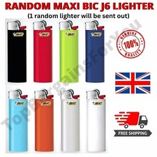 BIC LIGHTER SET MAXI J6 & MINI J5 LARGE SMALL DESIGN GAS CIGARETTE FLINT WHEEL