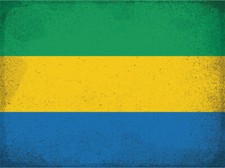Blechschild 30x40 Gabun Flagge L&auml;nder National Fahne Afrika Vintage Wand Deko Ba