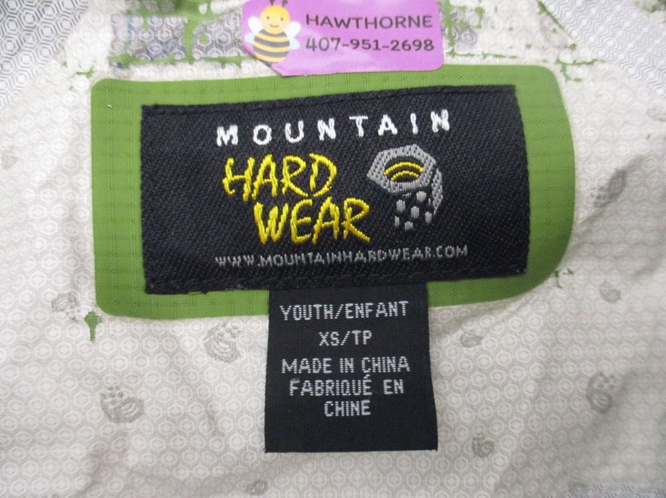 Chaqueta de lluvia deportiva con capucha verde Mountain Hard Wear talla 8-9 para niñas 5 BL-394 Foto 3 de 4