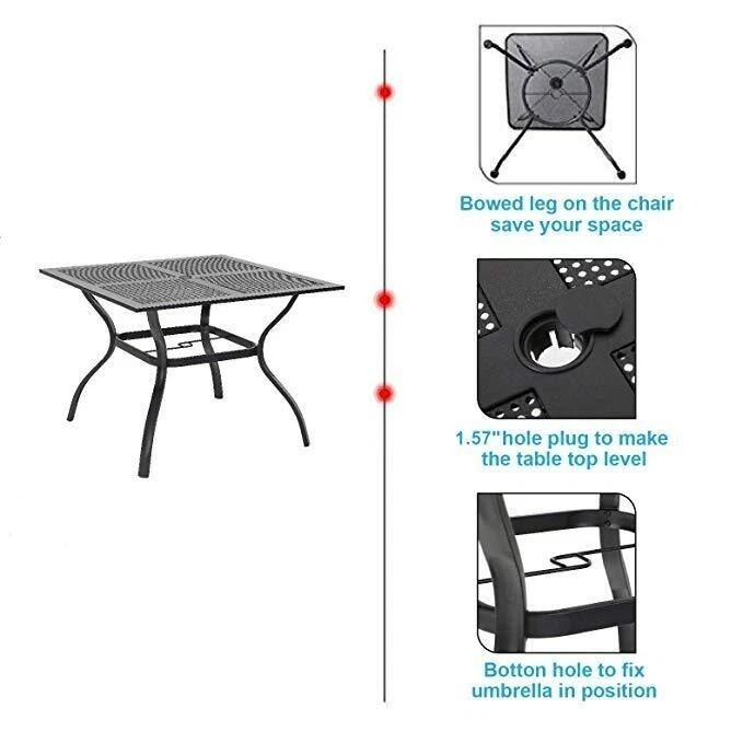 37" Outdoor Dining Table Metal Steel Mesh Patio Table with 1.57" Umbrella Hole - Image 4 of 4