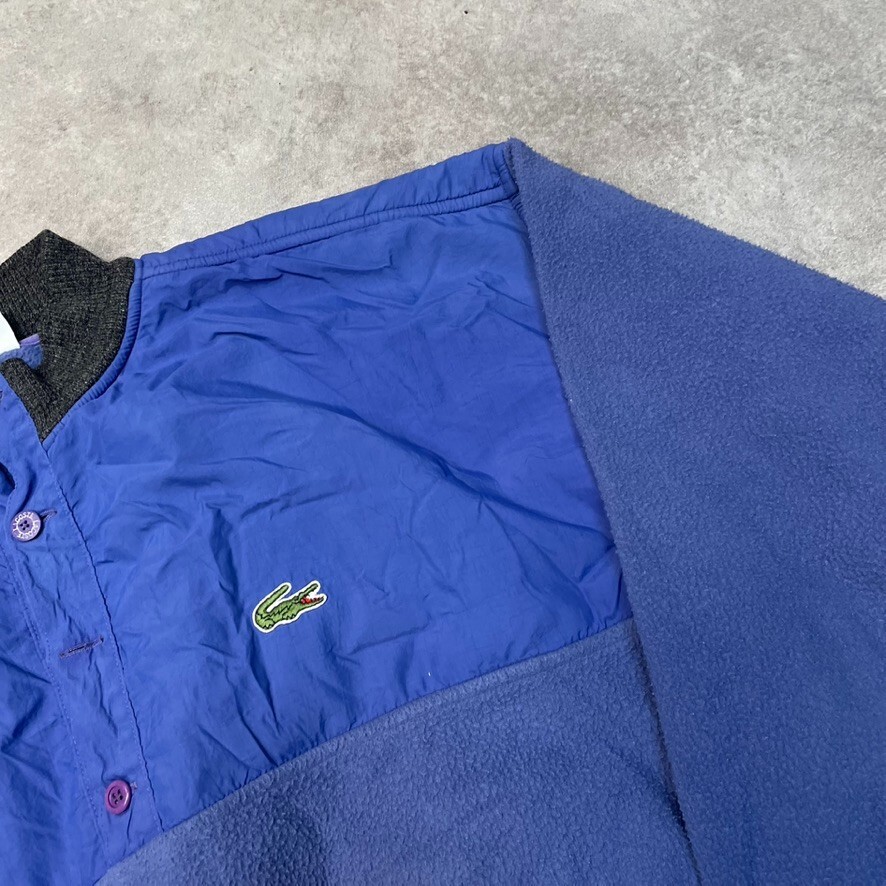 Lacoste Chemise Fleece Jacket Mens 90s Vintage Sportwear Windbreaker Navy Blue image 4