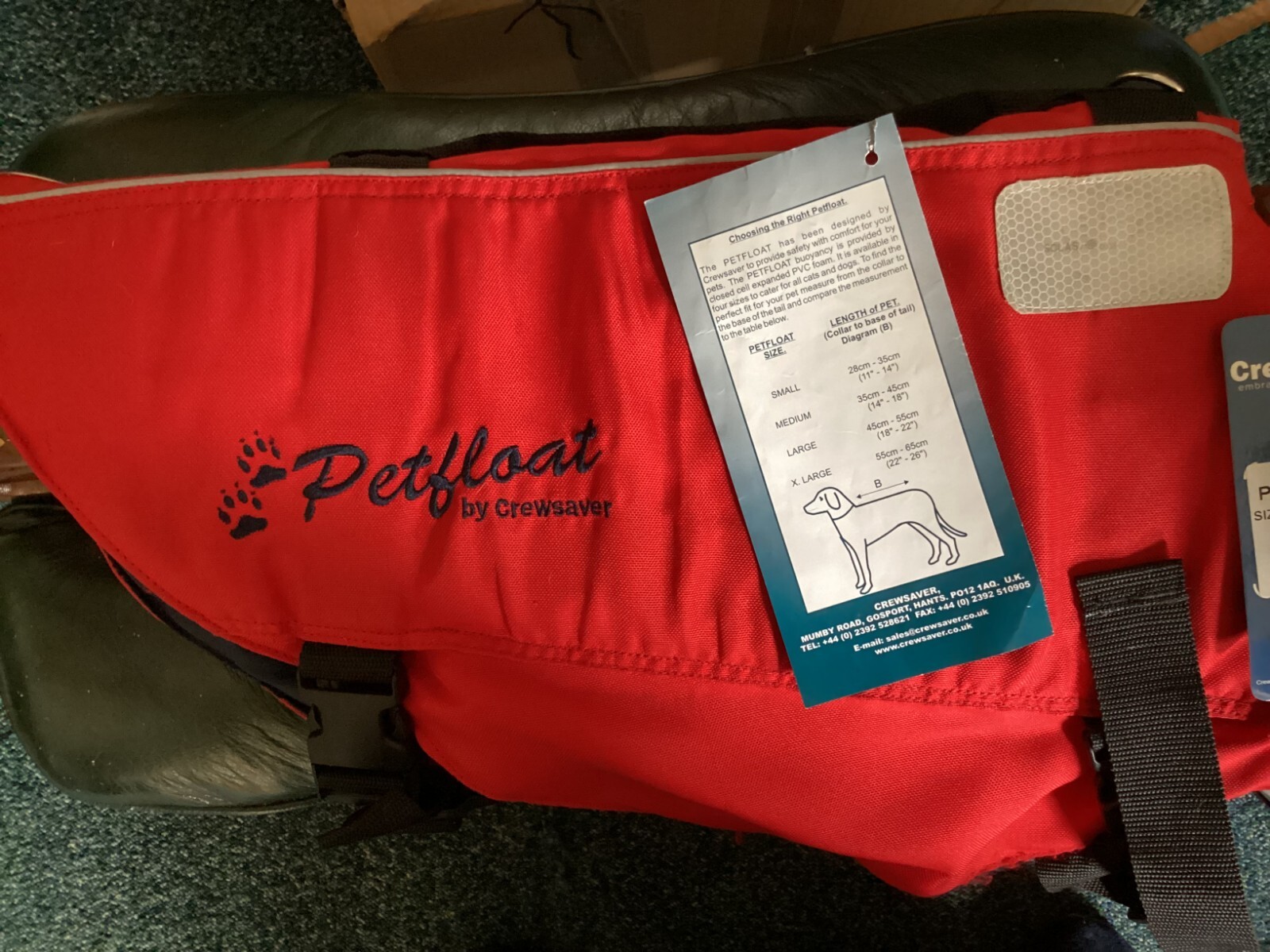 Crewsaver Pet Float Red Black XL Dog Life Jacket buoyancy aid never