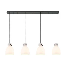 Innovations Newton Bell 4Lt 8" CL Pendant, BK/WH - 124-410-1PS-BK-G412-8WH