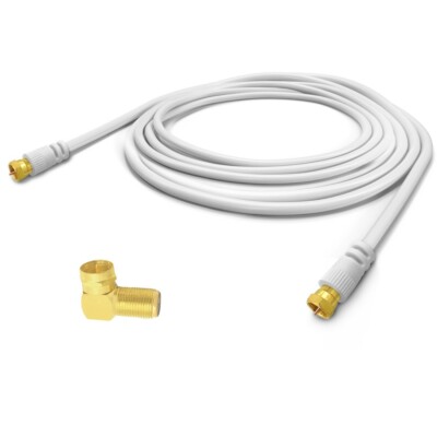 2m Sat Winkel Anschlusskabel Satkabel 135dB HD Koax Kabel Digital 4K UHD weiss