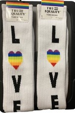 2x NWT LOVE Pride Tall Tube Socks, Men's Size 6-12 Equality NEW