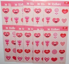 Valentines Sticker Sheets Hearts Love Party Prizes Awards 360 Stickers TEN PACKS