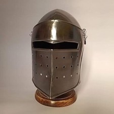 Medieval Renaissance Detachable Visor Barbute 18 Guage Functional Helmet Armor