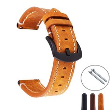 Quick Release Genuine Leather Watch Band Strap 18 19 20 21 22 24mm Replacement