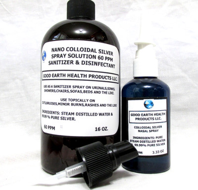 Colloidal Silver Solution 60 ppm-1 nasal spray 3.33 oz-1 16 0z bottle