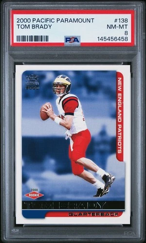2000 PACIFIC PARAMOUNT #138 TOM BRADY ROOKIE RC PSA 8
