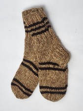 Hand-Knitted Wool Socks Thick Warm Winter Brown Dark Brown Made Ukraine Handmade