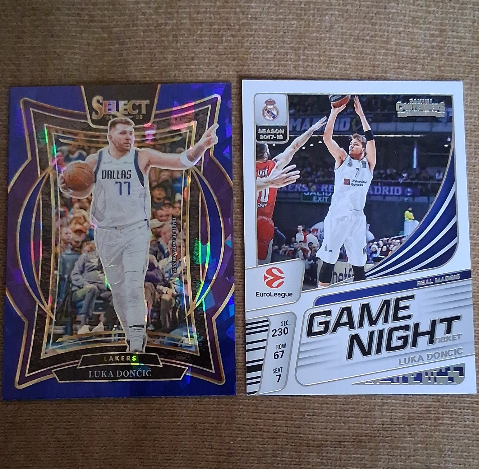Panini 2017-18 Luka Dončić 2-Card Lot Select Game Night Lakers #56 #2