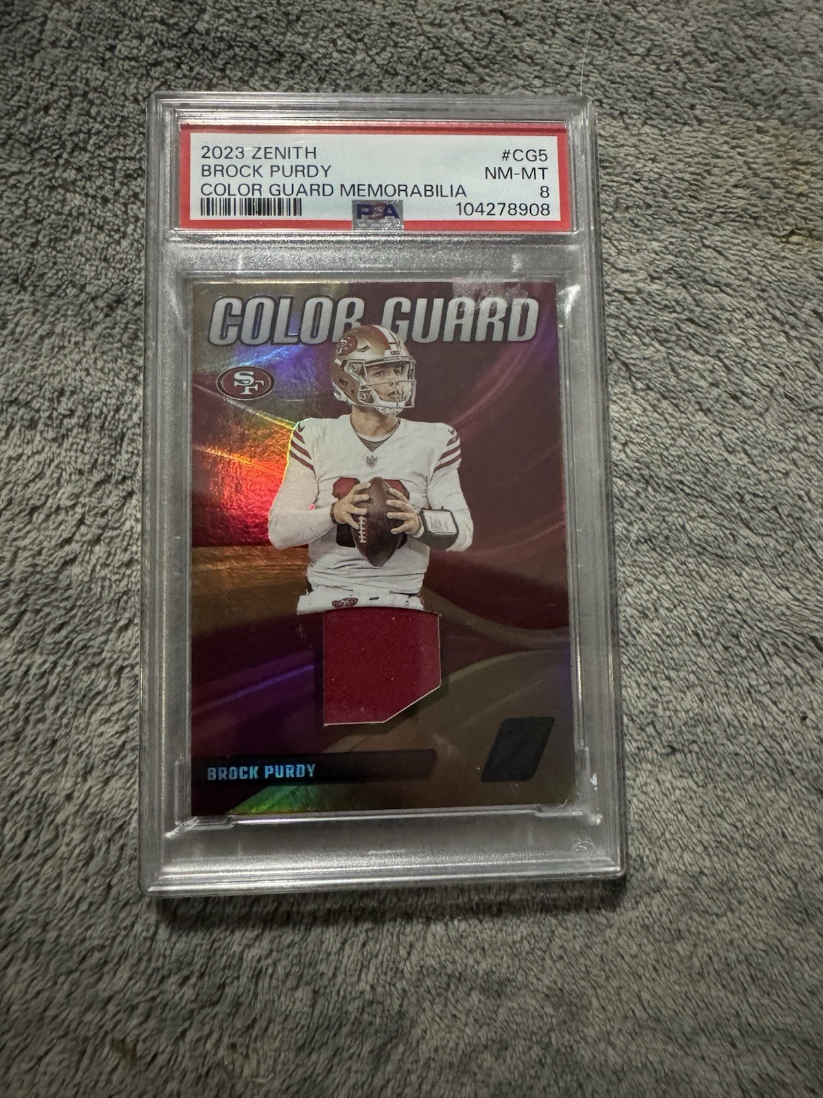 2023 Zenith Brock Purdy Color Guard Memorabilia Psa 8