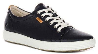 Ecco Soft 7 Contrast Long Lace Leather Womens Sneakers In Navy US 6 - 12