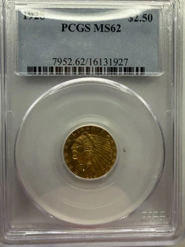 1928 MS62 $2.50 Indian Head Quarter Eagle (3.76g) Gold Coin