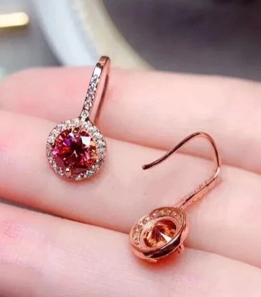 4.00 Ct Certified Pink Diamond Solitaire Earrings, Great Sparkle & Bling-VIDEO - Image 4 of 4