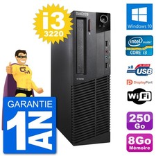 PC Lenovo M92p SFF Intel i3-3220 RAM 8Go Disque Dur 250Go Windows 10 Wifi