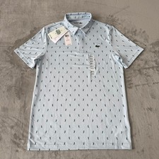 Lacoste Sport Performance Polo Shirt Mens 3 Small Blue Golf AOP UPF 120 New NWT