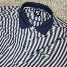 FootJoy Mens 2XL Navy White Striped Performance Stretch Golf Polo Short Sleeve