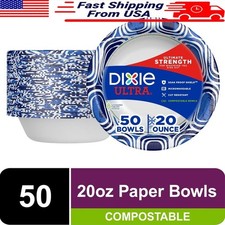 Compostable Disposable Paper Bowls 20 Oz Heavy Duty Microwavable 50 Count New