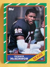 Dennis McKinnon 1986 Topps Rookie Football Card #14 - Chicago Bears Receiver RC. rookie card picture
