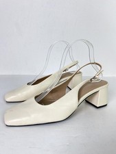 & Other Stories Cream Leather Slingback Block Heel Shoes Buckle  UK 7 EU 40