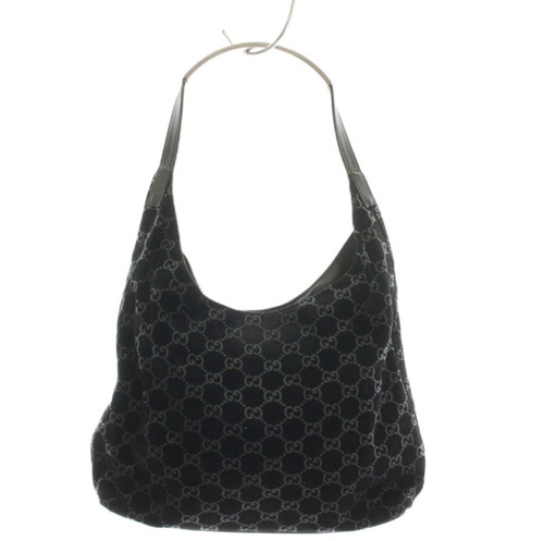 GUCCI Tom Ford Era Tote Bag Handbag Suede GG Pattern Black Used