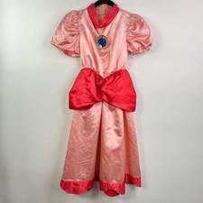 Super Mario Princess Peach Costume Dress Pink Red Girls Medium Rubies Nintendo