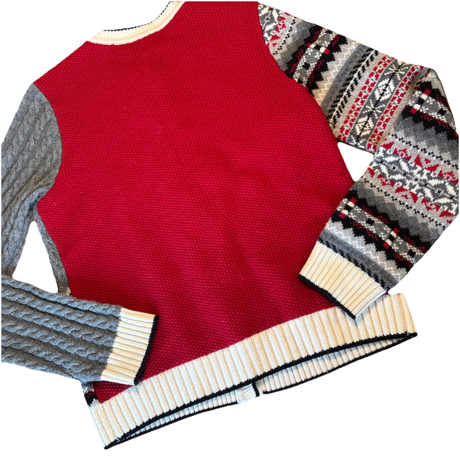 129 Brooks Brothers Patchwork Fair Isle Cardigan … - image 8