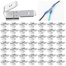 50 Pcs Double Piggyback Spade Connectors, Male Female Adapter Crimp Terminals