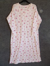 Carole Hochman Brushed Cotton Blend Nightgown LG, LS, White Pink Floral