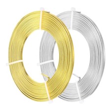 2-Pack 3mm Wide x 16.4ft/5m Bendable Flat Aluminum Wire Silver Tone,Gold Tone 